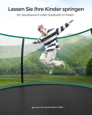 Obrázek produktu pro SONGMICS trampolína Ø 427 cm, zahradní trampolína pro děti s bezpečnostní sítí, 180 cm vysoké zahnuté tyče, kryt hran, žebřík, ocelový rám
