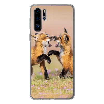 Produktbild von MuchoWow® Handyhülle Schutzhülle Hülle für Huawei P30 Pro Füchse - Blumen - Porträt Silikon Softcase Handy Hülle - Schutzdeckel