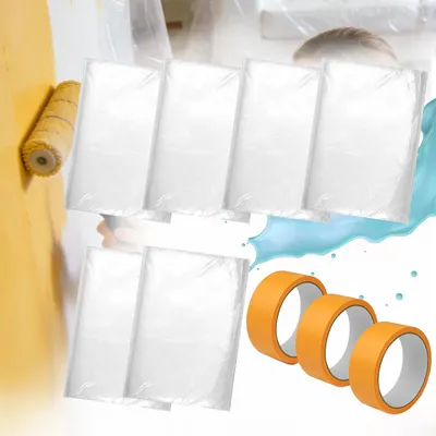 Obrázok produktu pre Krycia fólia 4x5 m, 10 kusov, priehľadná, s maliarskou páskou, pre maľovanie