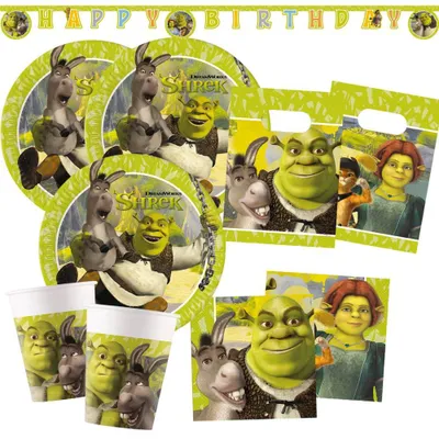 Partyset Shrek 45-teilig für 8 Kinder