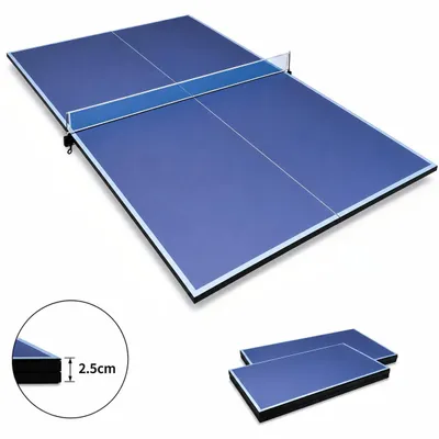 Produktbild von LVHOM Tischtennisauflage für Esstisch & Billardtisch, Tischtennisplatte Klappbar 244x122cm, 12mm MDF Ping Pong Platte ohne Beine mit Netz, Blau