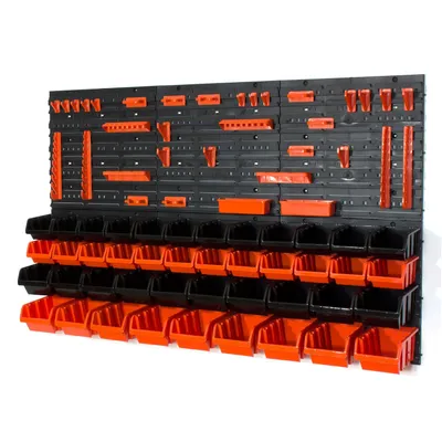 Imagen del producto de 42 cajas apilables con estante de pared, 120 x 80 cm | paneles de pared para almacenamiento, estantería para almacenamiento