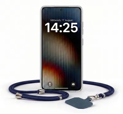 Produktbild von Handyhülle für Samsung Galaxy S22 mit Handykette Band in Blau Kordel Hülle Case Schutzhülle Transparent