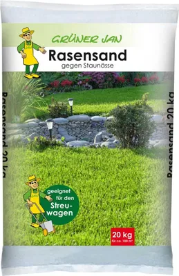 Produktbild von GJ Rasensand 20 kg gegen Staunässe – Für ca. 100 m² – geeignet für Streuwagen – Bodenverbesserung & Rasenpflege – 42x Sack