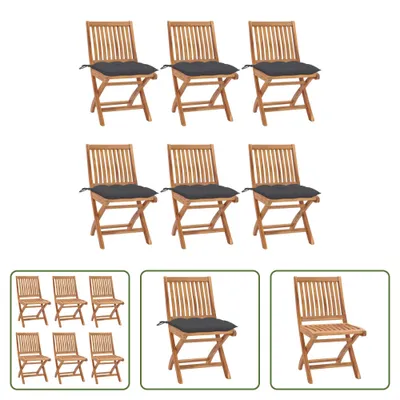 Produktbild von The Living Store Klappbare Gartenstühle mit Kissen 6 Stk. Massivholz Teak