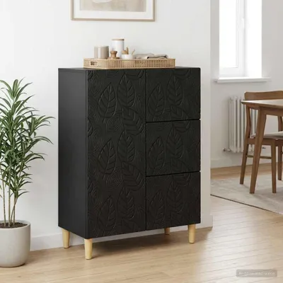 Image de Buffet vidaXL noir 66 x 34,5 x 90 cm en aggloméré
