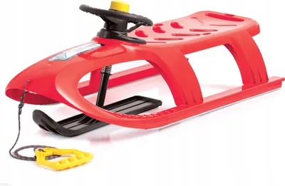 Produktbild von Kinderschlitten Schlitten Kunststoff Rodelschlitten Metallkufe Hupe im Lenkrad; rot
