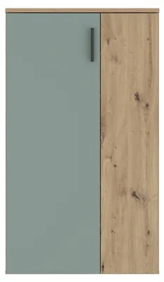 Produktbild von Forte BOOTS Schuhschrank 70, Skandi Stil Schuhschrank, 2-türig, Holzwerkstoff, Flur, Artisan Eiche Holzdekor, Salbei, 68,9 cm breit x 120,4 cm hoch x 34,1 cm tief