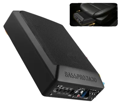 Image de Subwoofer pour voiture, puissance nominale 600 W, puissance maximale 1200 W, tension 12 V, impédance 4 ohms, dimensions 28 x 20 x 7,5 cm