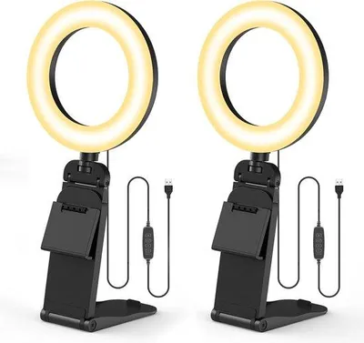Produktbild von Ringlicht 5 Zoll für Videokonferenzen, 3 Farben, 10 Helligkeitsstufen, 360° drehbar