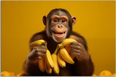 Produktbild von Wallario Outdoor-Poster für Garten oder Balkon, Motiv Glücklicher Bananenfan, in ca. 61 x 91,50 cm