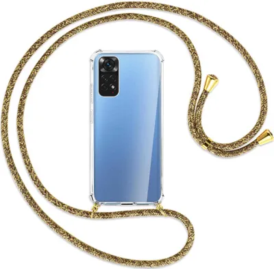 Produktbild von Handykette Backcover-Schutzhülle mit Band (Metall goldfarben) für Xiaomi Redmi Note 11S 4G - braun+beige