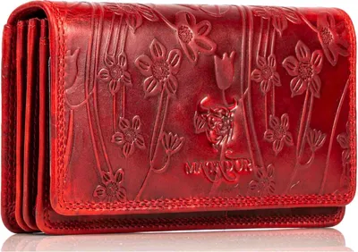 Produktbild von MATADOR Leder Damen Geldbörse VENEDIG Langbörse Blumen Rot