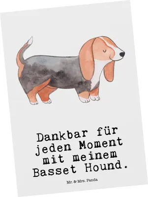 Produktbild von Mr. & Mrs. Panda Postkarte Basset Hound Moment - Weiß - Geschenk, Grußkarte, Ansichtskarten, Ansichtskarte, Postkarten, bildkarte