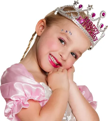 Image de couronne enfant Happy Birthday fille argent taille unique