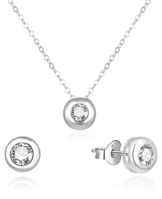 Image de Parure argentée avec zircons AGSET191R (collier, boucles d'oreilles)
