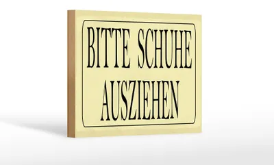Produktbild von Holzschild Hinweis 18x12 cm Bitte Schuhe ausziehen Dekoration