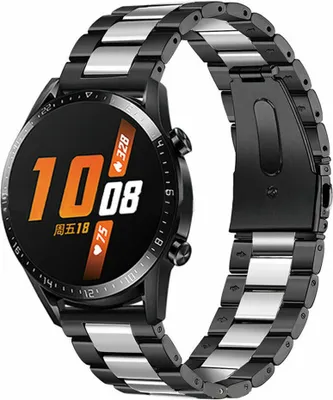Produktbild von Strap-it Huawei Watch GT / GT 2 Gliederarmband (Schwarz / Silber)