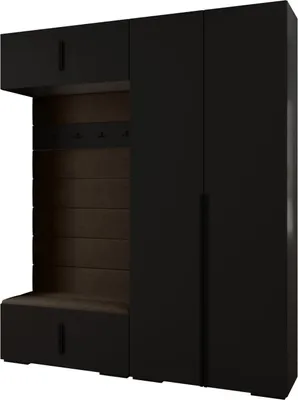 Produktbild von MEBLE KRYSPOL Inova 1 Möbelset Garderobe, 236,7x200x47cm - Schwarz, Manila 04, Schwarz