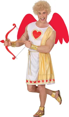 Produktbild von Cupid Bogenschütze Karnevalskostüm Amor Flügel Herz Accessoire Junggesellenabschied Party Engel Spaß Humor Pfeil Kreativ Kostüm Idee, Größe: 52 - 54 (L) Farbe: Weiß / Gold