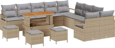 Produktbild von "SALE 2026" Gartensofa-set mit Kissen 14er Set,multifunktional& Moderne - Beige Poly-Rattan - Gartenmöbelset DE6723028