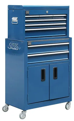 Immagine prodotto di Carrello-armadietto metallico portautensili blu,porta attrezzi multifunzione 2 pezzi-doppio con due ante e 7 cassetti con ruote mobile, organizzatore per officina garage,Premium 61,4 × 33 × 106,4 cm Hbm Olanda