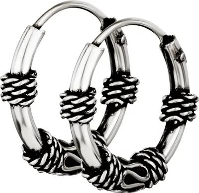 Produktbild von Paar 925 Sterling Silber Keltische Bali Ohrringe Creolen S 13mm 7095