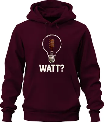 Produktbild von WATT? Glühbirne Elektriker Geschenk Lustig Strom Humor Retro Uni Hoodie Kapuzenpullover, Burgundy, L