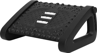 Produktbild von Fußstütze für den Schreibtisch, höhenverstellbarer Fußhocker mit Massage-Oberfläche und Rollen, Kunststoff, Schwarz