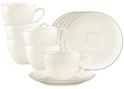 Produktbild von Seltmann Weiden Savona Kaffeetasse mit Untertasse 270 ml Grey Line 6er Set