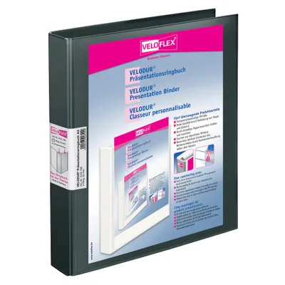 Produktbild von VELOFLEX VELODUR® Präsentationsringbücher 4-Ringe schwarz 4,0 cm DIN A4, 10 St.