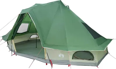 Image de vidaXL Tente tipi avec toit et rangement Vert 466 x 310 x 240 cm Taffetas