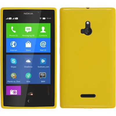 Produktbild von PhoneNatic Case kompatibel mit  Nokia XL - gelb Silikon Hülle matt + 2 Schutzfolien