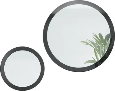 Produktbild von Vladon Spiegel Globe Set 50 und 80 cm,  Germany, 2 dekorative runde Wandspiegel für Flur und Wohnzimmer mit MDF-Rahmen in Schwarz Hochglanz