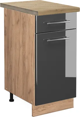 Produktbild von Küchenunterschrank Vicco Fame-Line Anthrazit Hochglanz 40 cm , AP Eiche, Model 45438
