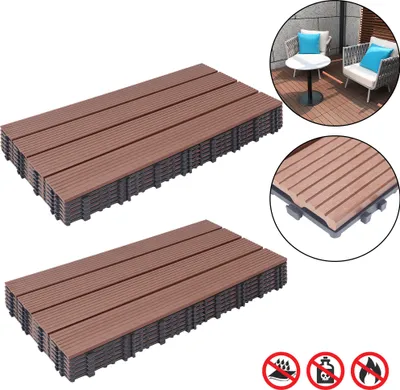 Produktbild von LZQ 12 ks 30x60cm WPC dlaždice, 2m2 balkonová dlaždice Click Tile Garden Patio Tile Balcony, Brown