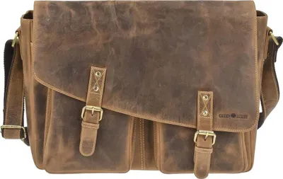 Produktbild von Umhängetasche Herren Damen Leder 45x31cm "Vintage" antikbraun Greenburry