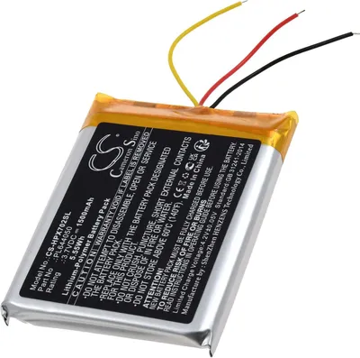A lithium-polymer battery pack with wires attached, isolated on a white background.