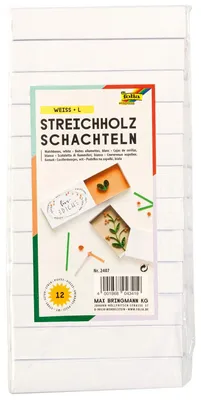 Obrázok produktu pre folia 2407 - Škatuľky od zápaliek, veľkosť približne 11 x 6 x 2 cm, 12 kusov, prázdne biele, na vlastné navrhnutie