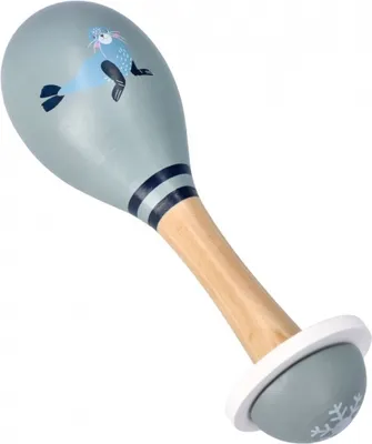 Produktbild von AdamToys Maracas für Kinder Holzrassel Baby Musikspielzeug 16 x 5cm - Robbe