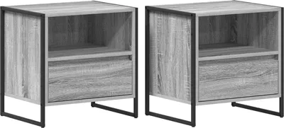 Produktbild von Nachttisch 2 Stk. Sonoma-Grau 50 x 39,5 x 50 cm Holzwerkstoff