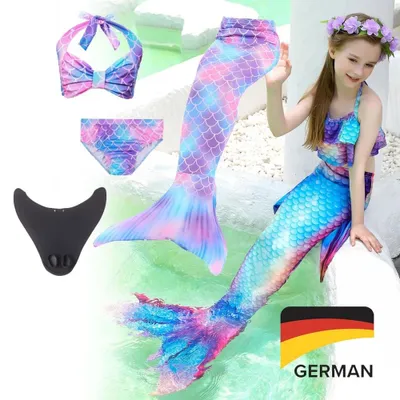Produktbild von Meerjungfrauen-Flosse mit Bikini für Kinder Mermaiding Meerjungfrau Mädchen 2026