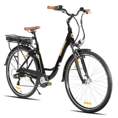 Produktbild von Hiland 28-Zoll-E-Bike für Erwachsene für den Stadtverkehr, 7 Gänge, Aluminiumrahmen, zwei V-Bremsen, 250-W-Motor, 36-V-Akku mit 10,4 Ah