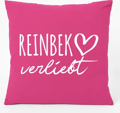 Produktbild von Huuraa Kissen Reinbek verliebt 40x40cm mit Füllung Fuchsia Baumwolle Dekokissen Geschenkidee