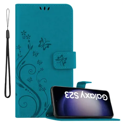 Immagine prodotto di Cadorabo cover per Samsung Galaxy S23 in BLU FLOREALE Cover protettiva con design floreale con chiusura magnetica, funzione stand e slot per carte di credito Flip Case Flower Cover Etui Handy Klapp Hülle Book Tasche