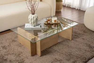 Obrázok produktu pre Skye Decor, Flavio - Honey Oak, konferenčný stolík, dub, 100 % tvrdené sklo, 105 x 65 x 30 cm