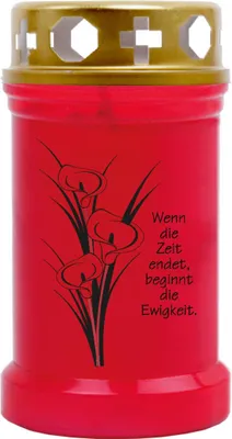 Produktbild von Grabkerze Rot, Brenndauer: 40 Stunden, Motiv: Calla