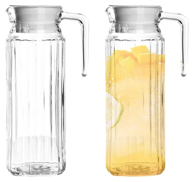 2er-Set Wasserkaraffen 1,1 l transparent mit Deckel