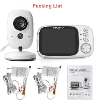 Immagine prodotto di Baby monitor con videocamera, schermo LCD da 3,2 pollici, video, monitor a colori, bianco
