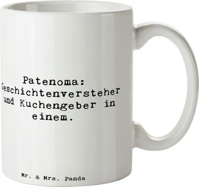 Produktbild von Mr. & Mrs. Panda Kaffeebecher Spruch Patenoma - Weiß - Geschenk, Becher, Kuchen, Kaffeetasse, Großmutter, Freude, Patenschaft, Familienbindung, Tasse, Pott, Verwandte